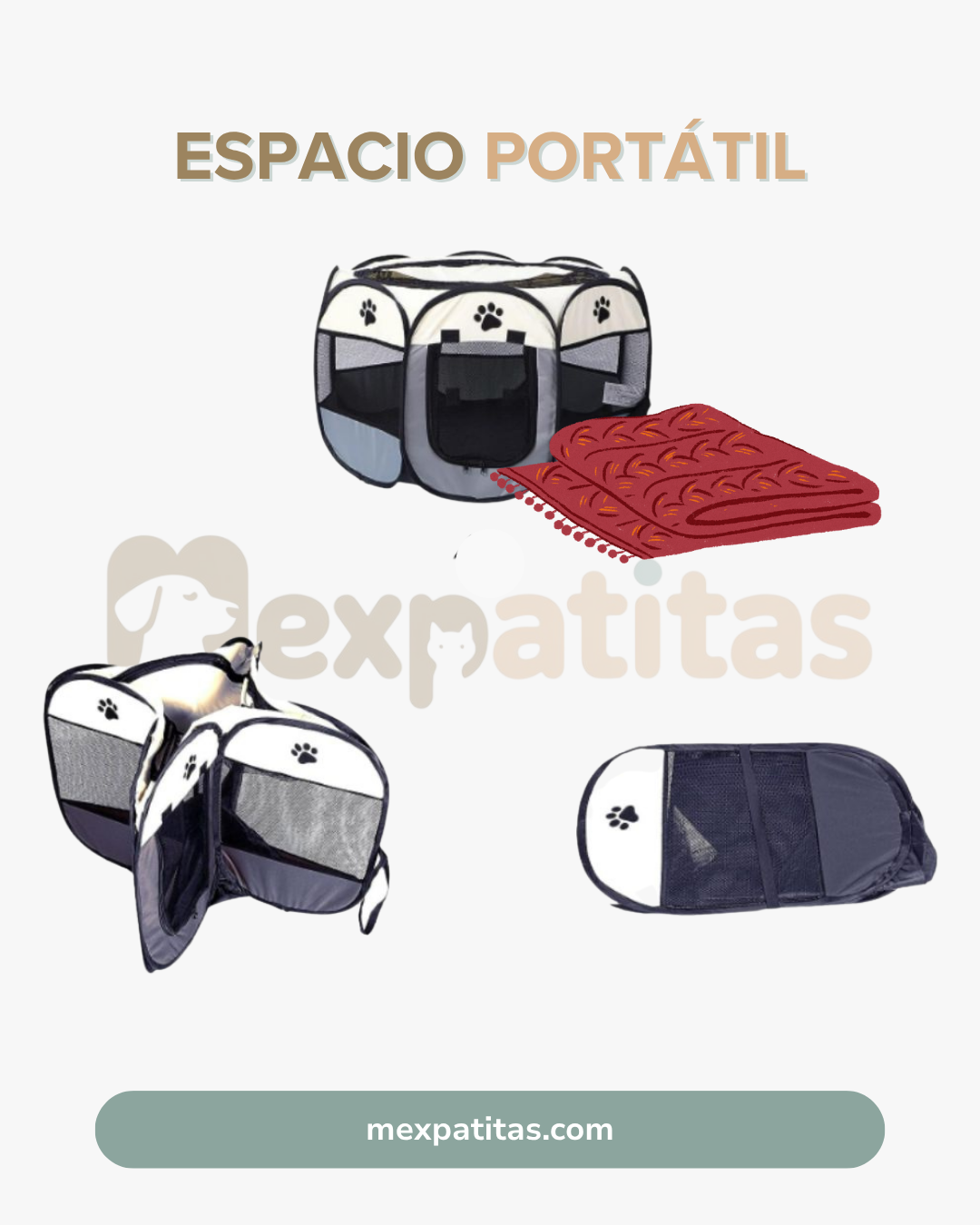 Jaula plegable para mascotas | Refugio Mexpatitas