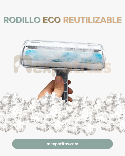 Rodillo eco reutilizable para pelusas y pelos de mascotas |  Limpia Mexpatitas