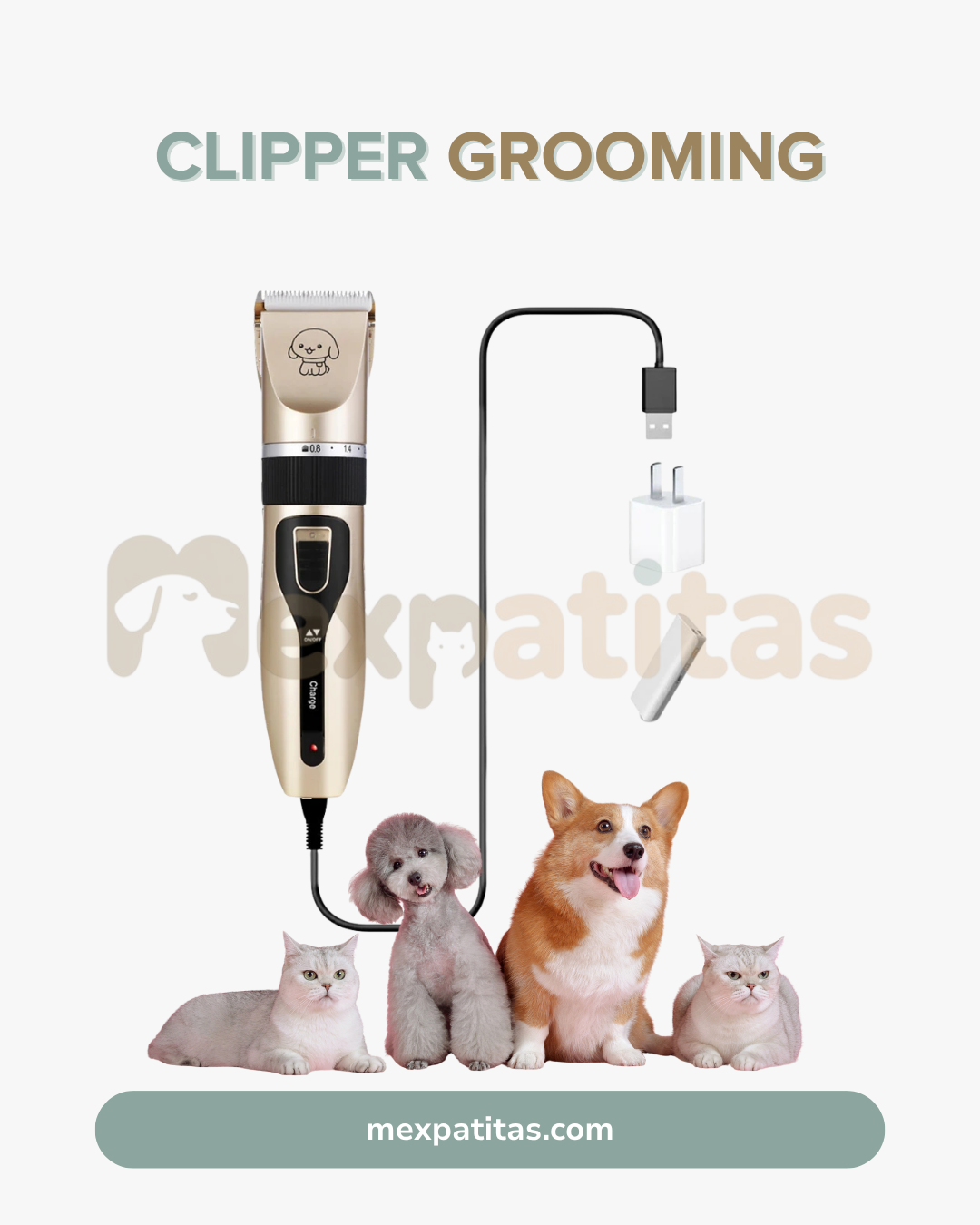 Cortadora de Pelo Eléctrica para Mascotas | Cuidado y Belleza Mexpatitas
