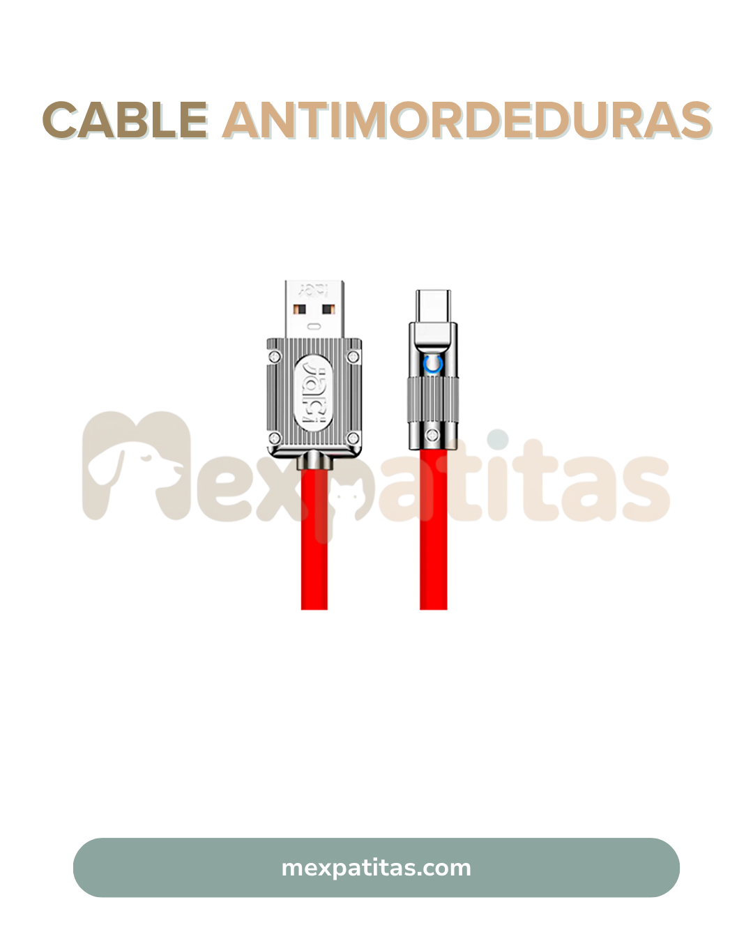 Cable resistente antimordeduras para teléfono 🐾 | Tecnología Mexpatitas